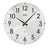 Horloge murale argentée avec verre bombé, aiguilles noires et grands chiffres arabes