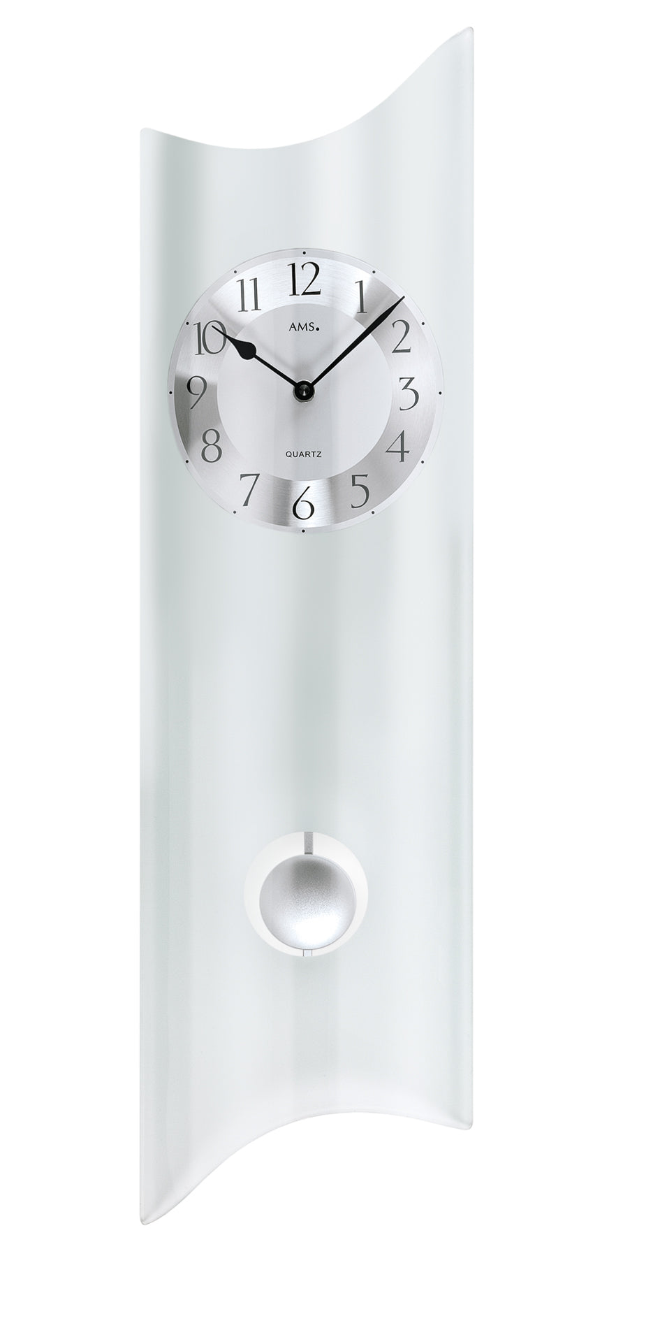 Horloge murale avec verre minéral bombé, chiffres arabes et aiguilles sombres