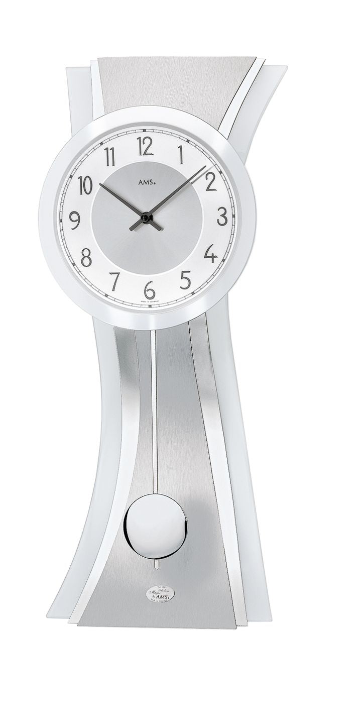 Horloge murale avec cadran rond et pendule, boîtier en aluminium, verre minéral