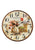 Horloge murale ronde avec motif floral, chiffres romains et cadre brun doré