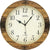 Horloge murale ronde avec cadran en noyer et affichage radio-piloté en verre minéral