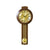 Horloge murale avec boîtier rond en noyer et balancier de couleur laiton, cadran jaune