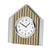 Horloge de table AMS avec boîtier en bois Sonoma et cadran rond blanc, lunette argentée