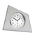 Horloge de table AMS avec façade en aluminium argenté et cadran rond avec affichage des minutes