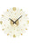 Horloge murale avec cadran doré, index en bâtons métalliques et aiguilles noires
