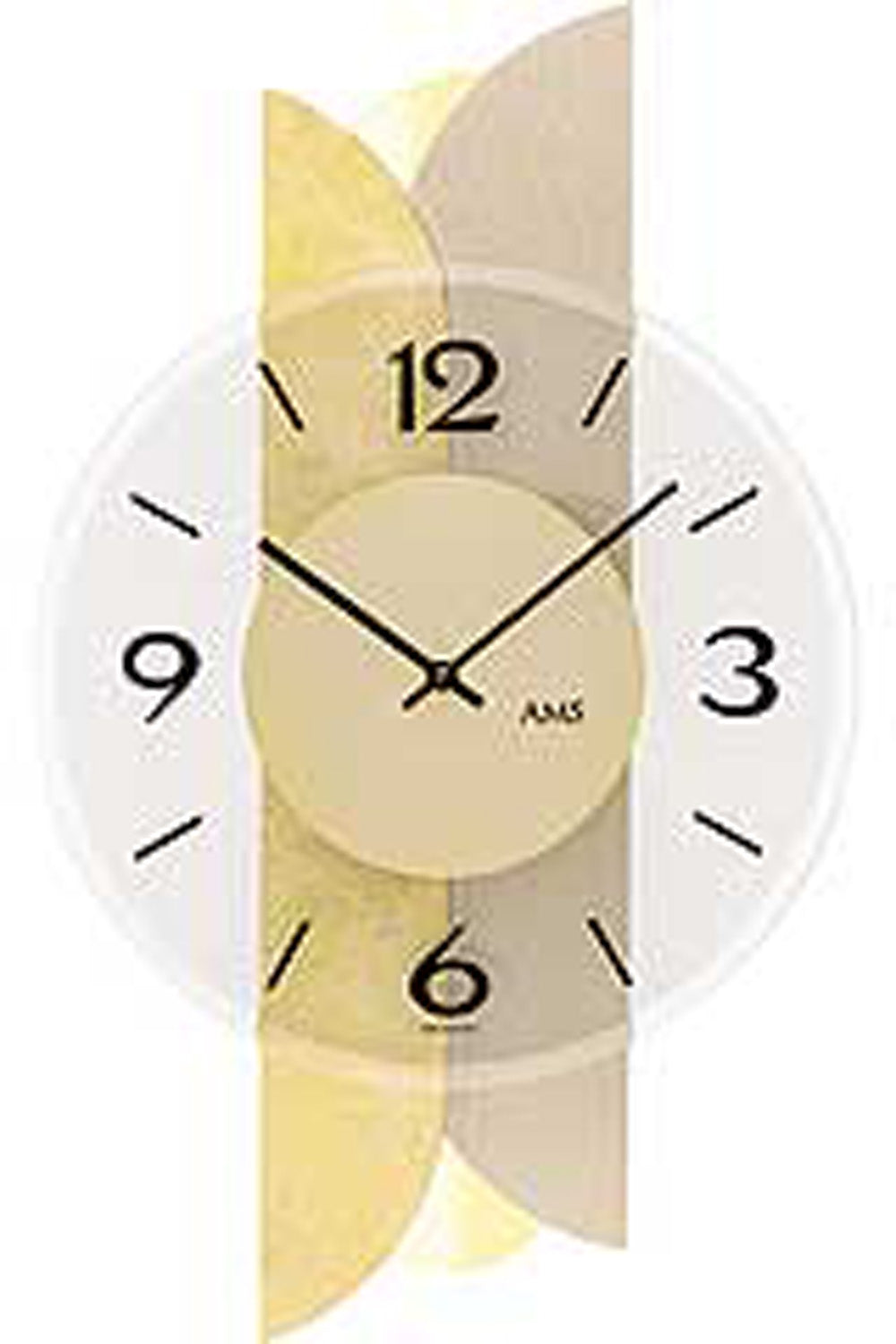 Horloge murale avec cadran couleur or antique, index et aiguilles romains