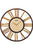 Horloge murale avec cadre rond en bois/métal, cadran beige et index dorés