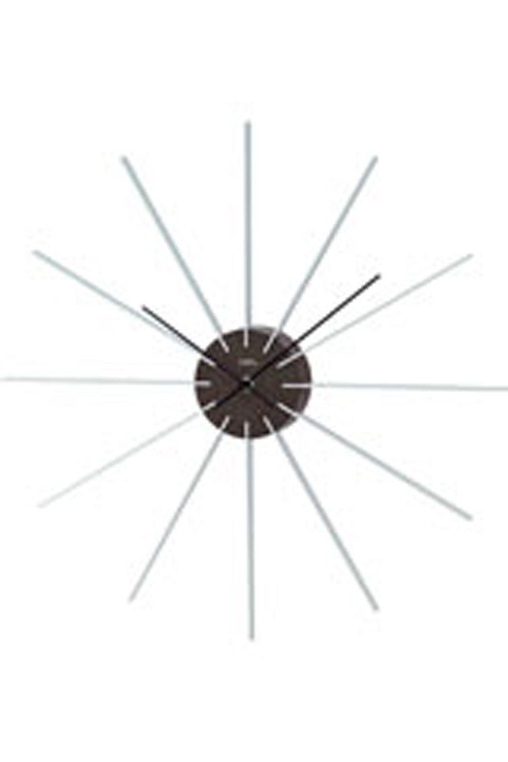 Horloge murale avec cadran gris foncé et plusieurs bâtons en aluminium en étoile