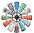 Horloge murale AMS avec cadran coloré et boîtier rond en métal, mouvement à quartz