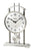 Horloge de table argentée à quartz avec cadran rond et balancier