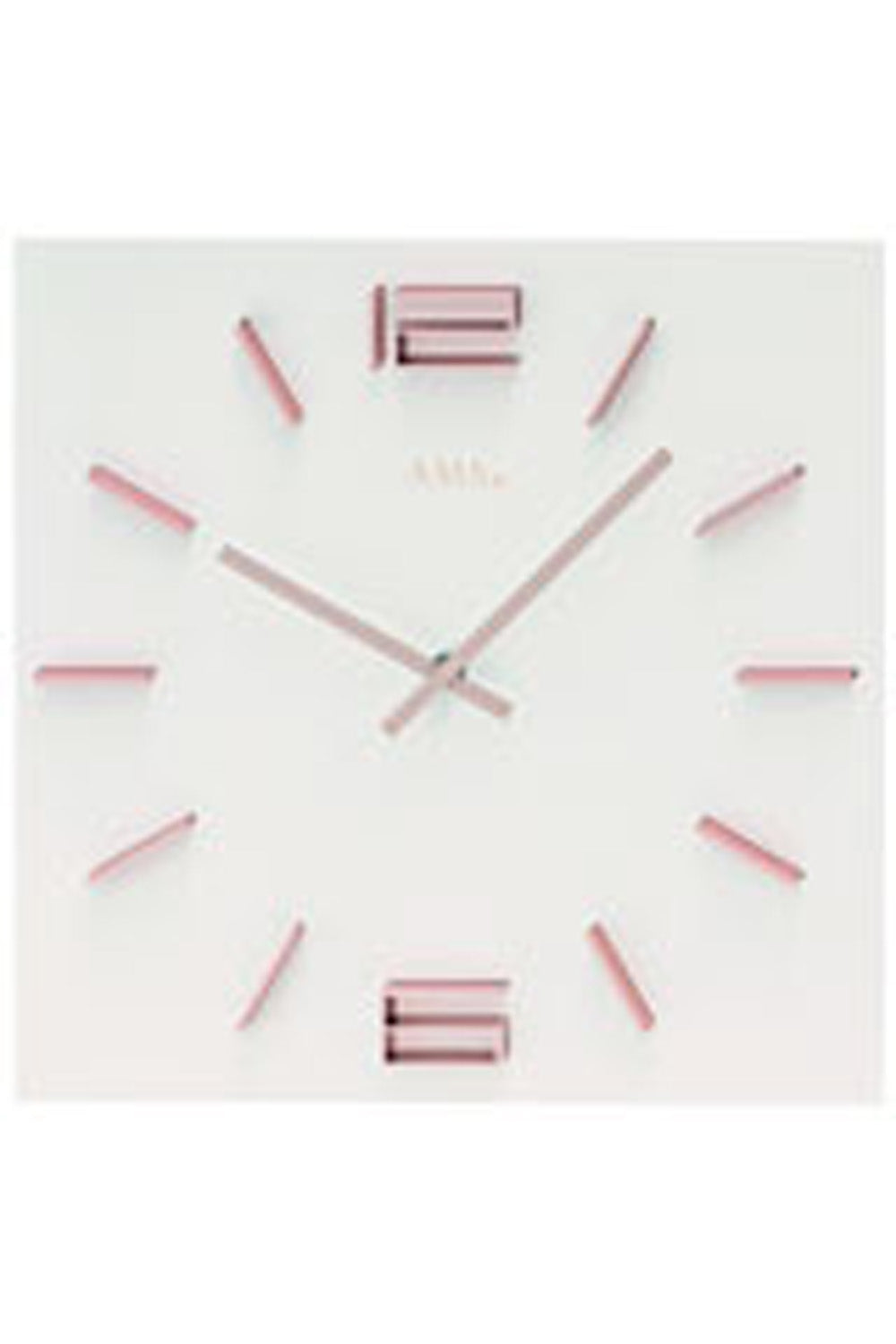 Horloge murale blanche avec chiffres en aluminium rosé et aiguilles fines