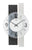 Horloge murale avec cadran rond, aiguilles noires et chiffres arabes, aspect ardoise.