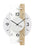 Horloge murale en verre minéral imprimé avec chiffres blancs et décor en bois, aiguilles noires