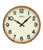Horloge murale ronde avec boîtier en bois massif et verre minéral, cadran crème, chiffres noirs