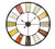 Horloge murale ronde avec cadre noir et chiffres colorés 1–12 sur verre minéral
