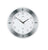 Horloge murale avec cadre en métal argenté, cadran blanc, aiguilles et logo AMS