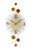 Horloge murale avec cadran rond blanc, éléments décoratifs en métal doré et aiguilles noires