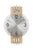 Horloge murale ronde avec cadran argenté, cadre en bois et aiguilles analogiques, grands chiffres