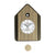 Horloge murale en forme de maison, aspect bois, cadran rond et balancier