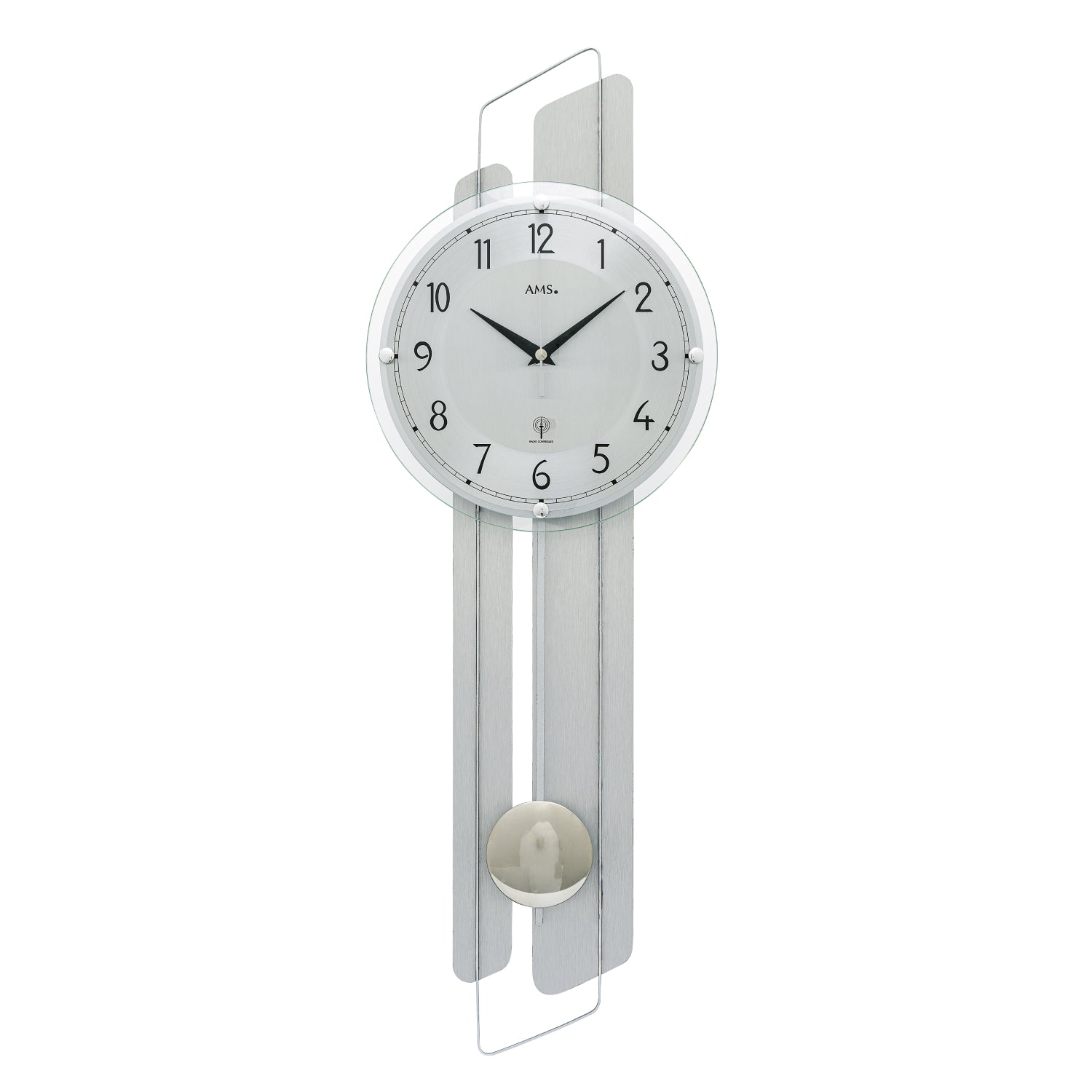 Horloge murale avec cadran rond, boîtier en aluminium et verre minéral bombé