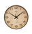 Horloge murale ronde avec boîtier en bois, chiffres AMS et aiguilles noires, cadre sombre