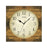 Horloge murale marron avec structure en bois et cadran blanc, aiguilles rondes