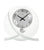 Horloge de table avec cadran rond en aluminium, aiguilles noires et mouvement à quartz avec pendule