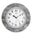 Horloge murale avec cadre rond en pierre anthracite et cadran blanc, aiguilles noires