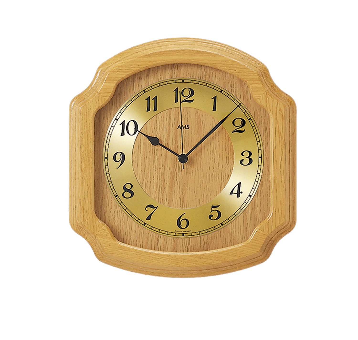 Horloge murale en bois de chêne clair avec cadran rond et verre minéral