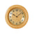 Horloge murale ronde sans fil avec boîtier en bois clair et cadran noir, verre minéral