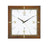 Horloge murale carrée avec cadre en noyer et verre minéral, aiguilles et décor dorés