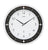 Horloge murale ronde avec cadran blanc, aiguilles noires et bordure en carbone foncé