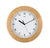 Horloge murale avec cadre en bois clair, cadran blanc et aiguilles noires, verre minéral bombé