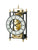 Horloge de table noire avec mouvement plaqué or, cadran romain et cloche sur le dessus
