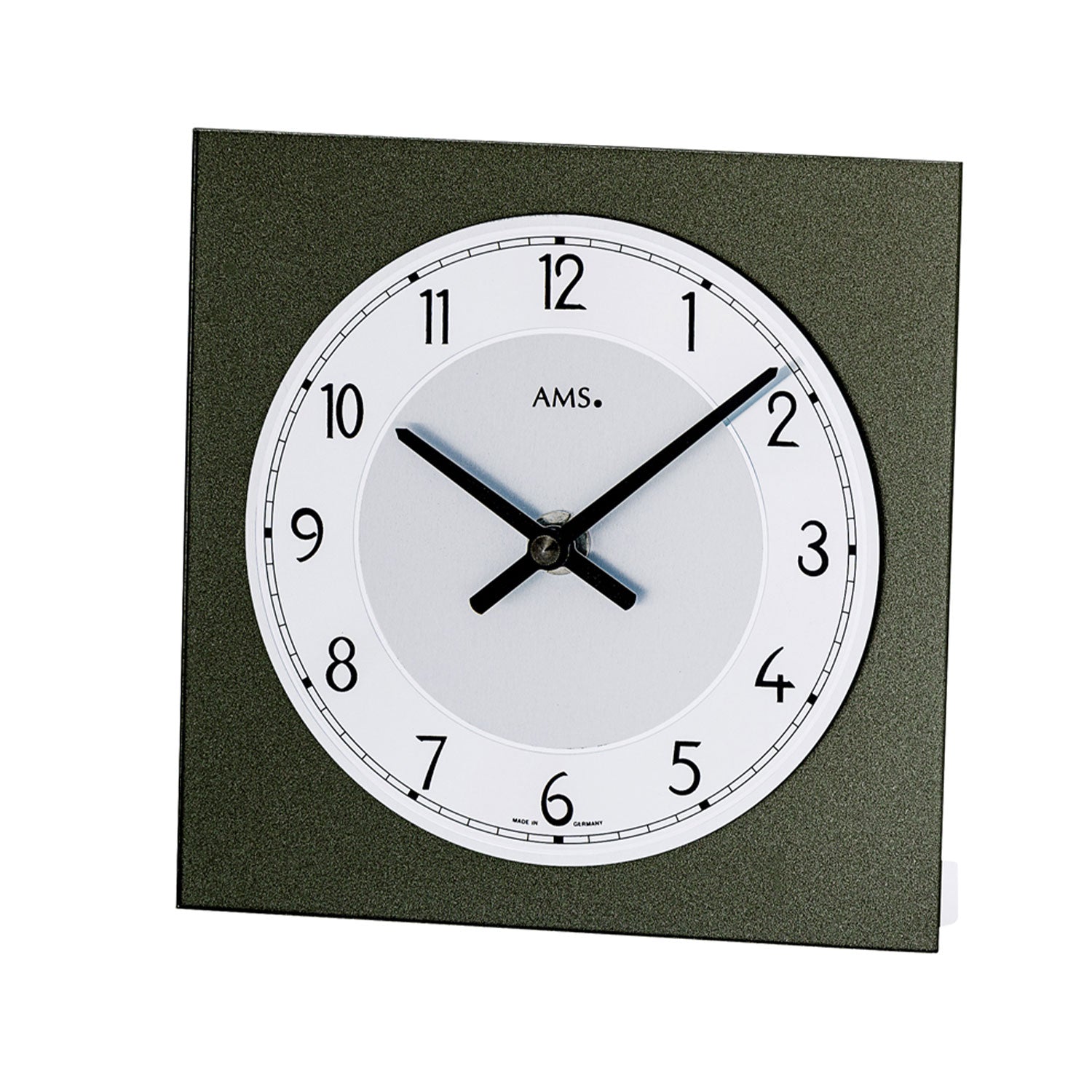 Horloge de table AMS avec cadran rond, aiguilles noires et chiffres arabes