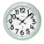 Horloge murale ronde avec cadre couleur menthe, lunette argentée, aiguilles noires