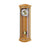 Pendule murale en bois de couleur cuir avec vitre, cadran rond et poids visible en mouvement