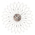Horloge murale avec motif floral, cadre en métal argenté et cadran gris avec aiguilles