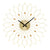 Horloge murale avec boîtier métallique doré, cadran romain et forme de soleil, mouvement à quartz