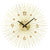 Horloge murale dorée avec boîtier en métal, cadran rond et design à rayons, mouvement à quartz