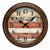 Horloge murale ronde avec cadre brun antique, chiffres romains, mouvement d'aiguilles noir, verre.