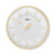 Horloge murale avec cadran blanc, aiguilles et index dorés, cadre rond