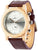 Bracelet de montre pour homme avec boîtier en bois d'érable, bracelet en cuir marron et cadran analogique