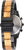 Bracelet de montre pour femme avec fond en acier inoxydable et bracelet à maillons en bois, bouton latéral visible