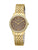 Montre pour femme avec bracelet en titane doré, affichage analogique avec chiffres romains, lunette ornée de pierres