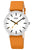 BOCCIA Herrenuhr: orangenes Lederband, weißes Zifferblatt, silbernes Gehäuse