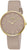 Montre pour femme avec bracelet beige, boîtier rond doré et cadran rose