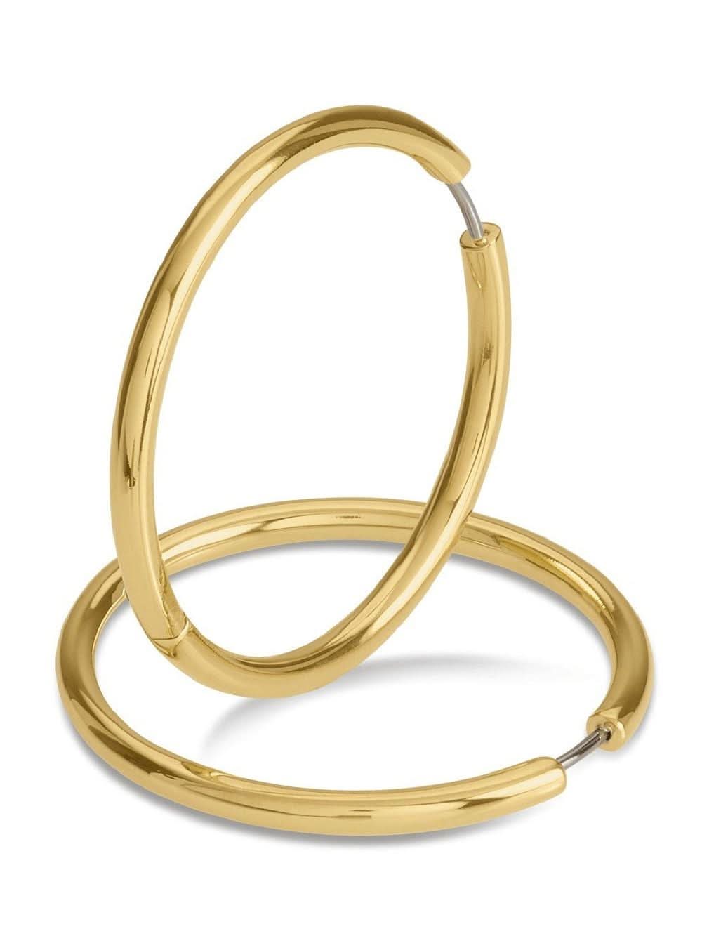 Créoles en titane doré, anneau rond, courbé, env. 38 mm