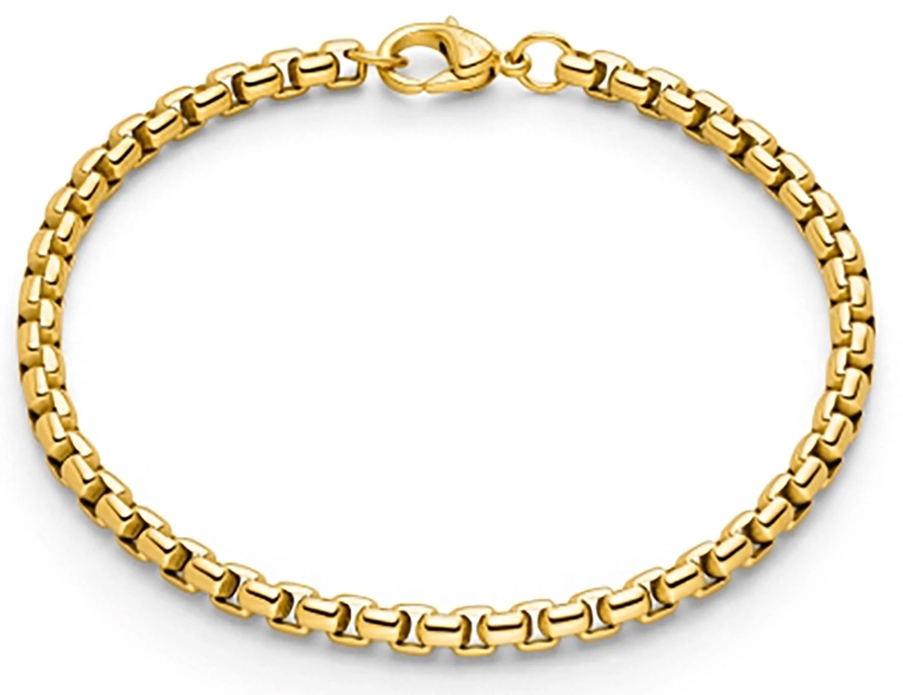 Bracelet chaîne en titane plaqué or avec maillons rectangulaires