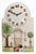 Horloge murale en céramique artificielle avec motif de maison, chiffres romains, arbre vert et mécanisme d'horlogerie noir